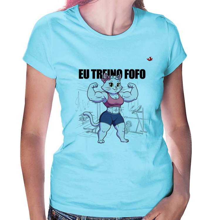 Baby Look Eu treino fofo - F - Azul Bebê