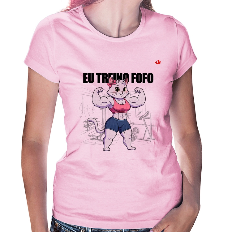 Baby Look Eu treino fofo - F - Rosa Bebê