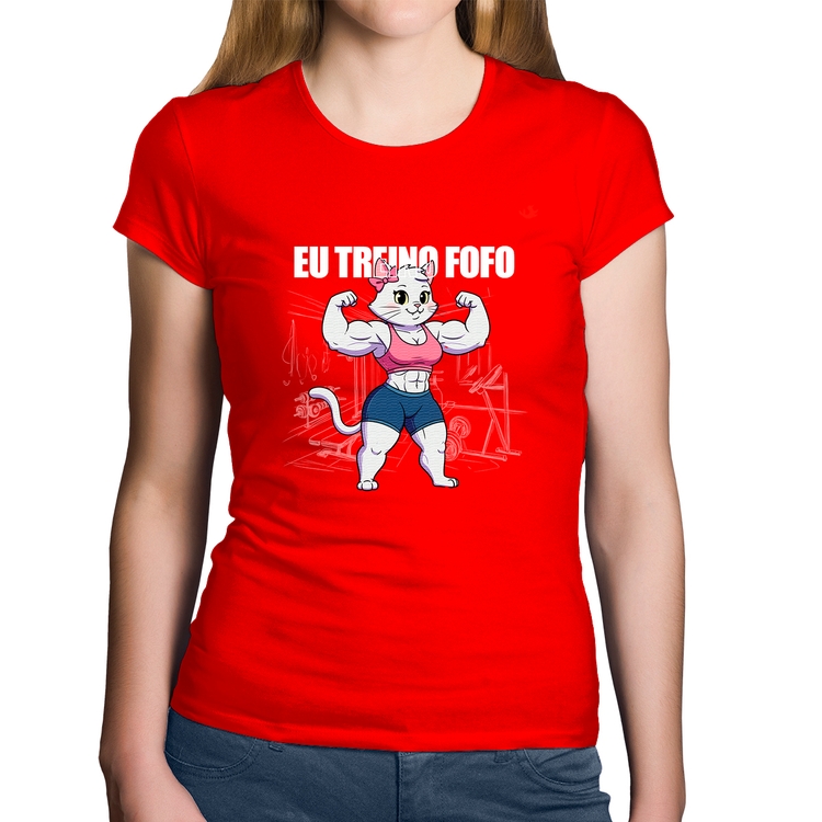 Baby Look Algodão Eu treino fofo - F - Vermelha