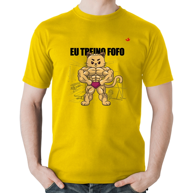 Camiseta Algodão Eu treino fofo - M - Amarela