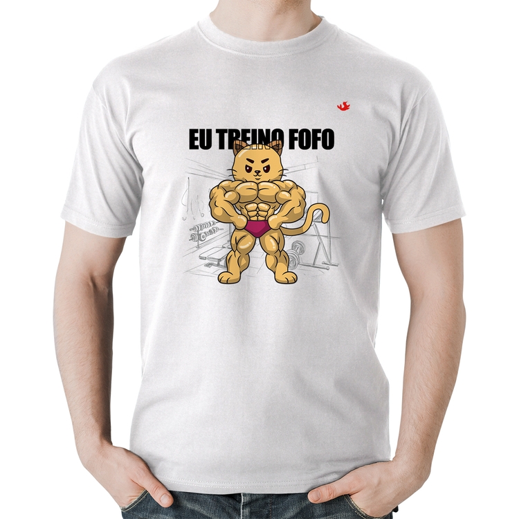 Camiseta Algodão Eu treino fofo - M - Branca