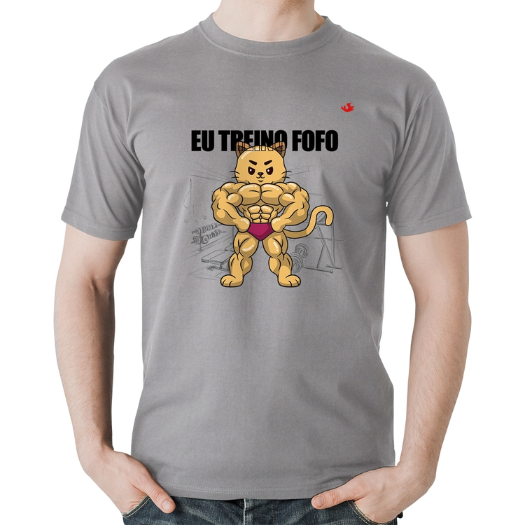 Camiseta Algodão Eu treino fofo - M - Cinza
