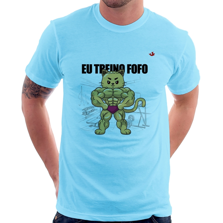 Camiseta Eu treino fofo - M - Azul Bebê