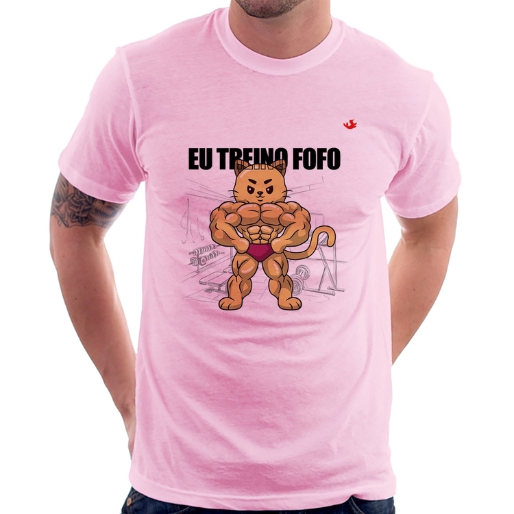 Camiseta Eu treino fofo - M - Rosa Bebê