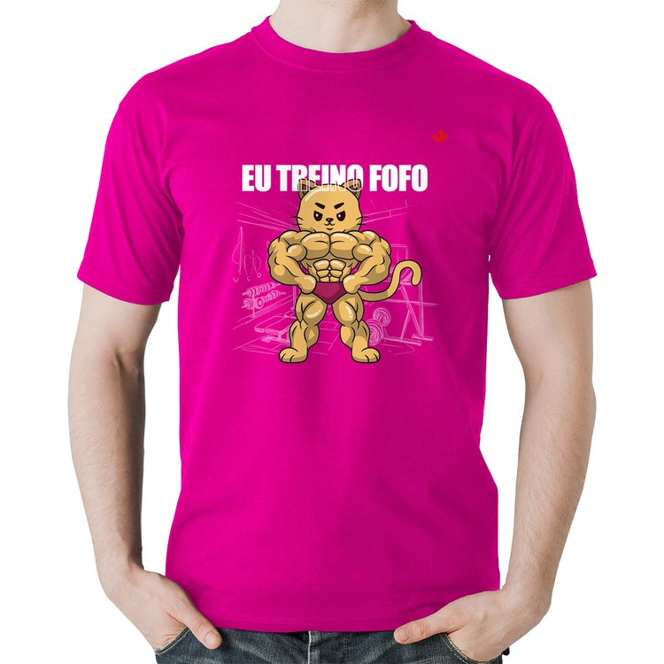 Camiseta Algodão Eu treino fofo - M - Rosa