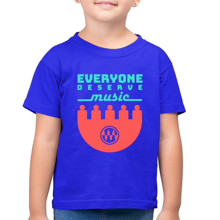 Camiseta Algodão Infantil Everyone Deserve Music - Azul Royal