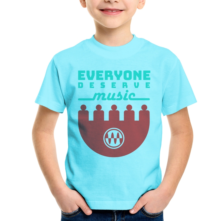 Camiseta Infantil Everyone Deserve Music - Azul Claro