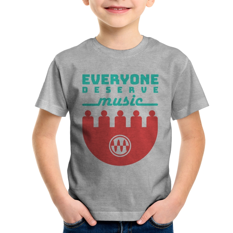 Camiseta Infantil Everyone Deserve Music - Cinza