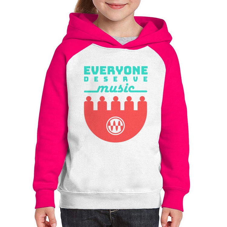 Moletom Infantil Everyone Deserve Music - Branco/Rosa