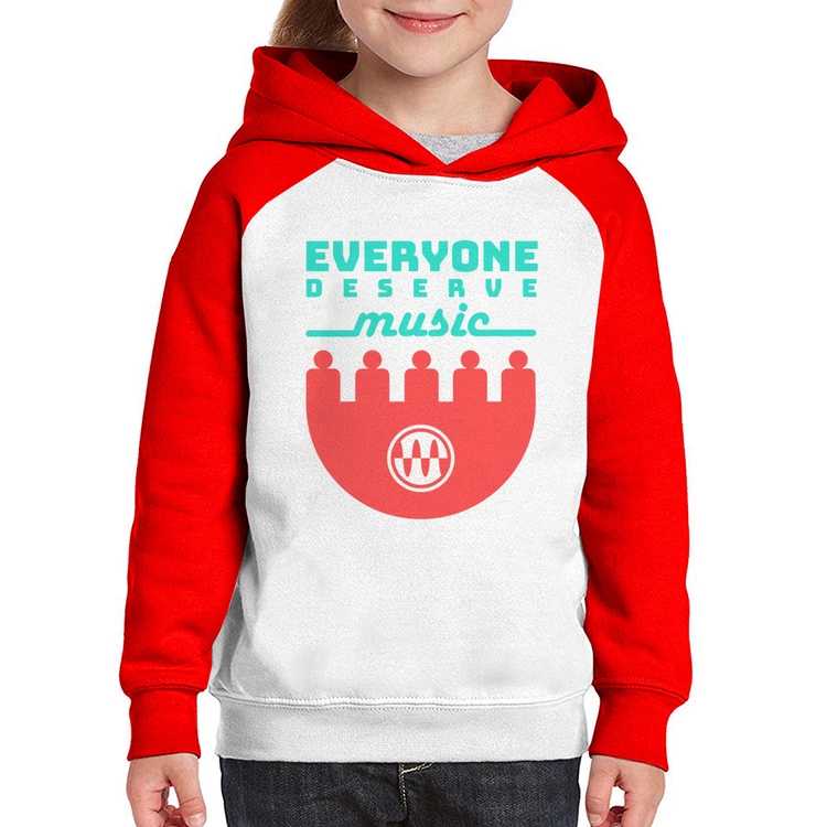 Moletom Infantil Everyone Deserve Music - Branco/Vermelho