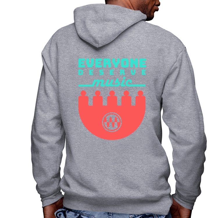 Blusa Moletom Everyone Deserve Music Masculina com Capuz e Zíper - Mescla