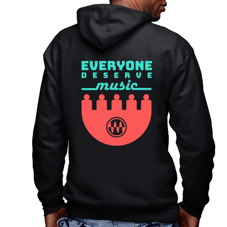 Blusa Moletom Everyone Deserve Music Masculina com Capuz e Zíper