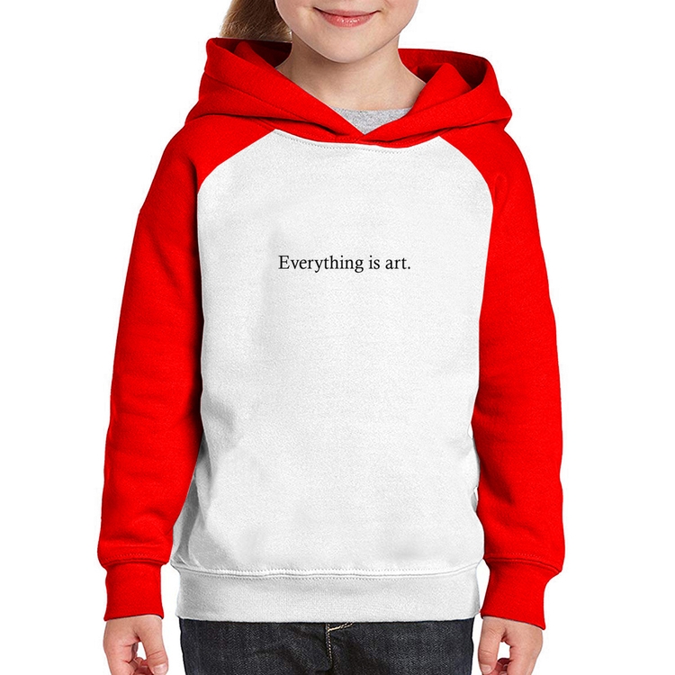Moletom Infantil Everything is art - Branco/Vermelho