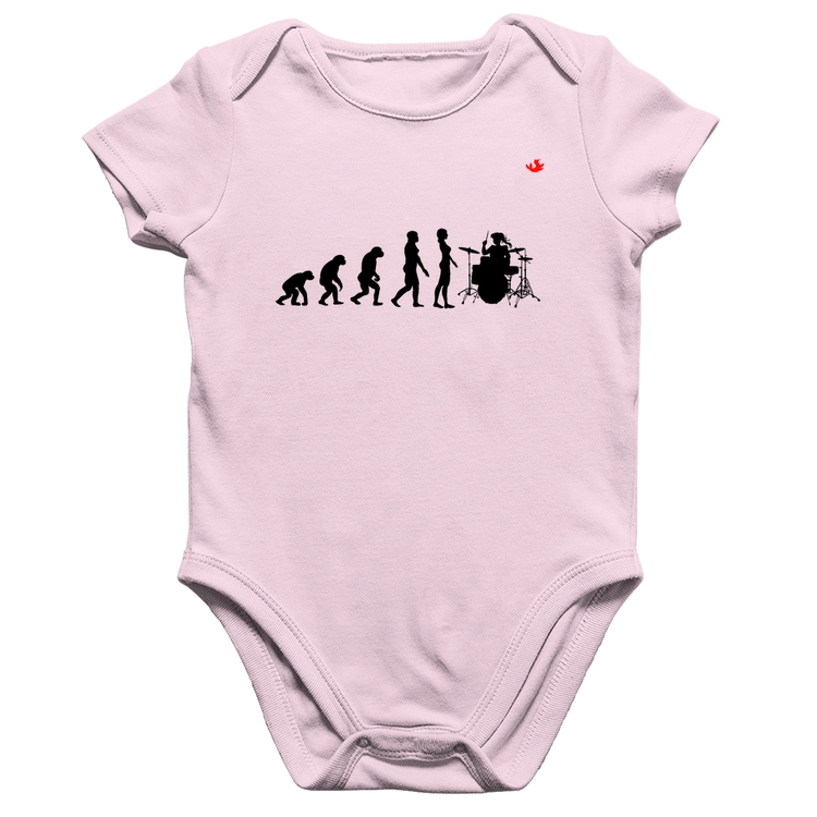 Body Bebê Algodão Evolução da Baterista - Rosa Bebê