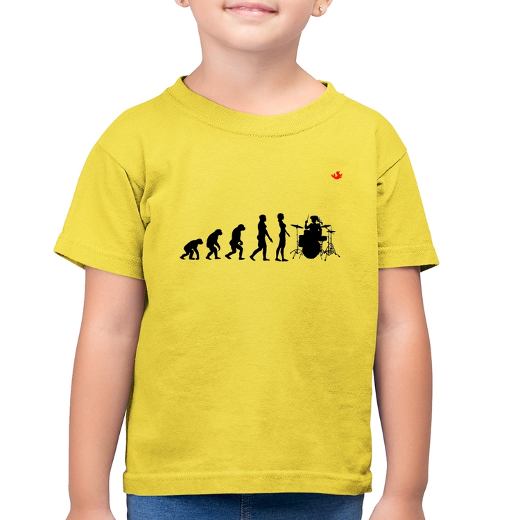 Camiseta Algodão Infantil Evolução da Baterista - Amarelo Canário
