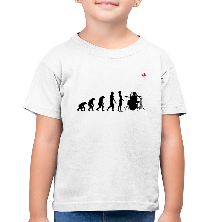 Camiseta Algodão Infantil Evolução da Baterista - Branca