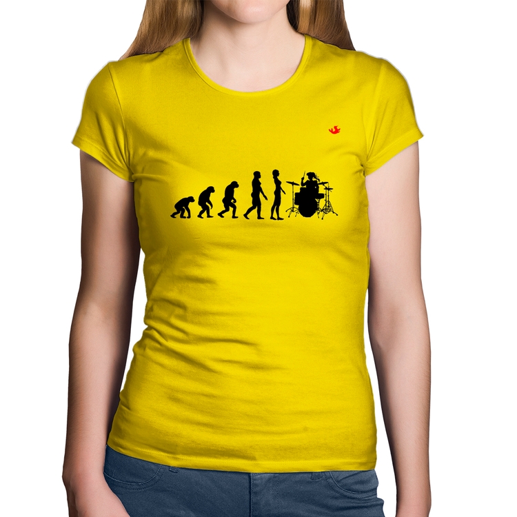 Baby Look Algodão Evolução da Baterista - Amarela