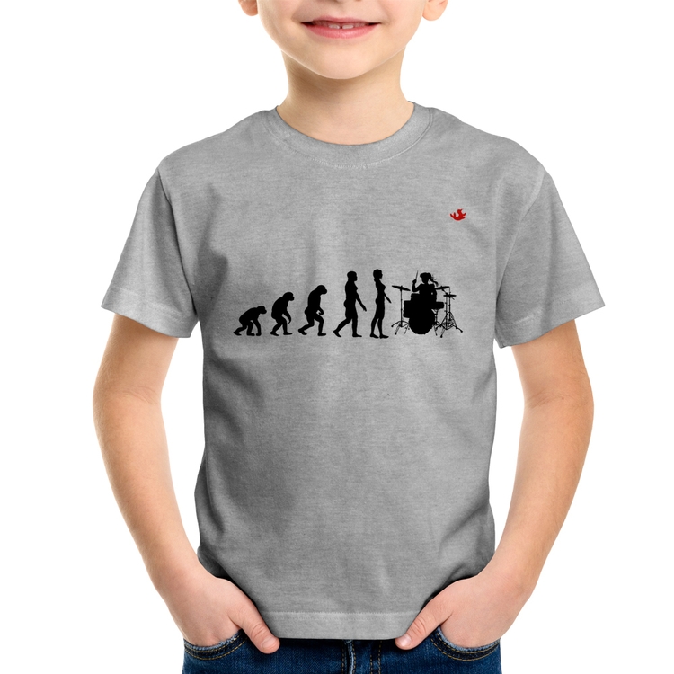 Camiseta Infantil Evolução da Baterista - Cinza