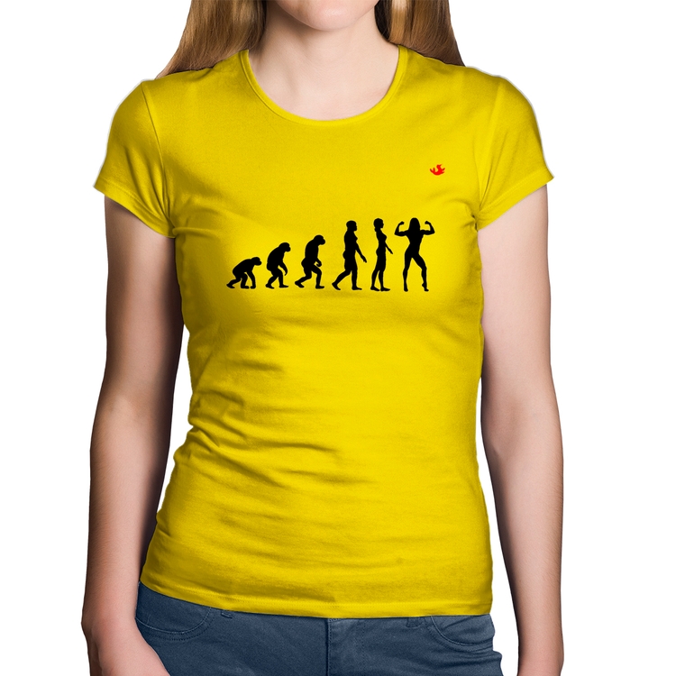 Baby Look Algodão Evolução da Bodybuilder - Amarela