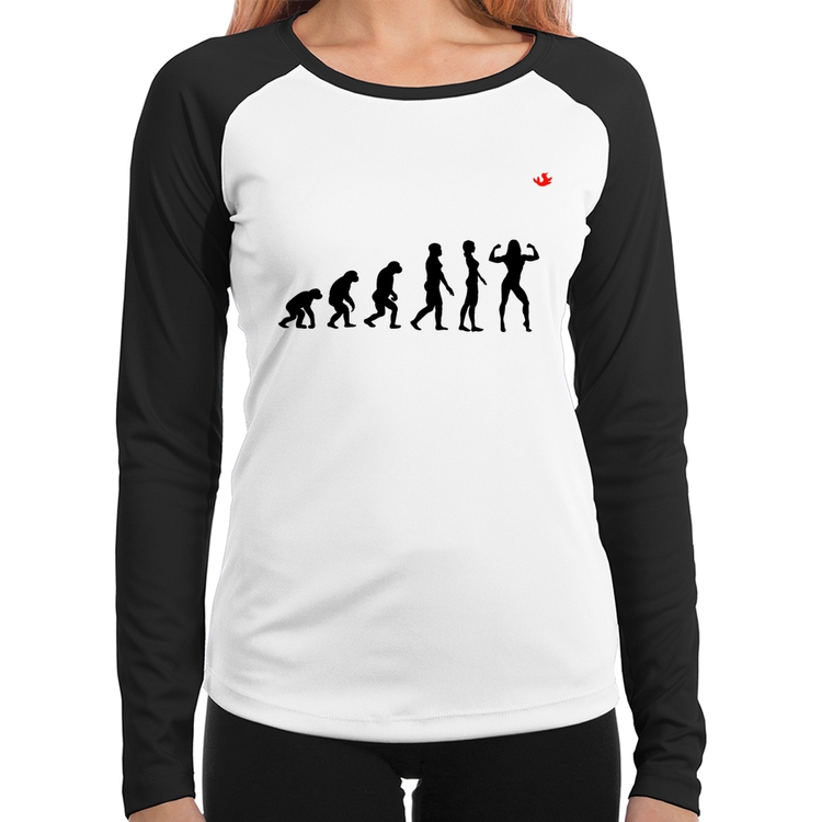 Baby Look Raglan Evolução da Bodybuilder Manga Longa
