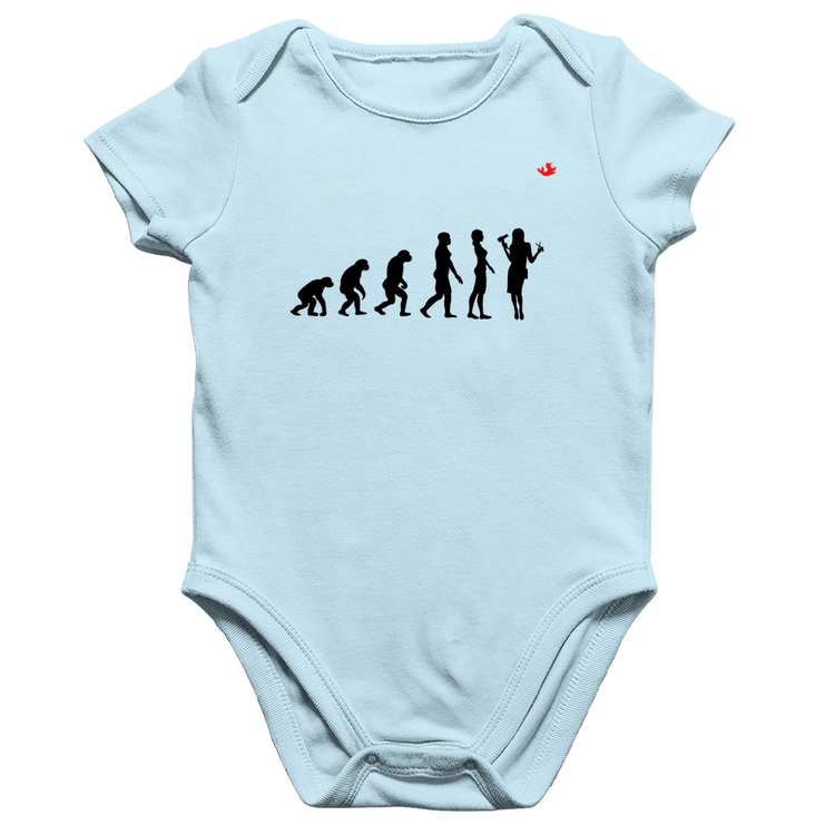 Body Bebê Algodão Evolução da Cabeleireira - Azul Bebê