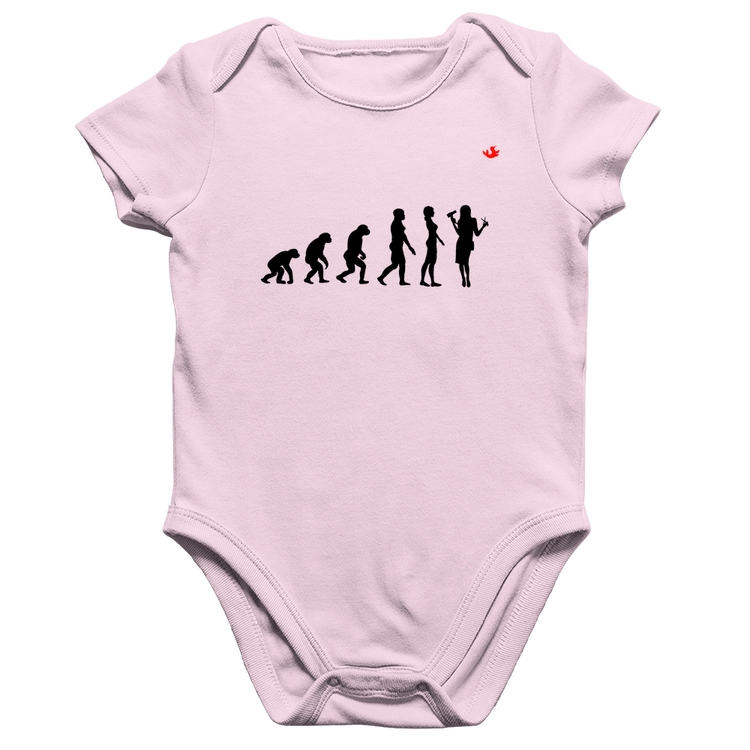 Body Bebê Algodão Evolução da Cabeleireira - Rosa Bebê