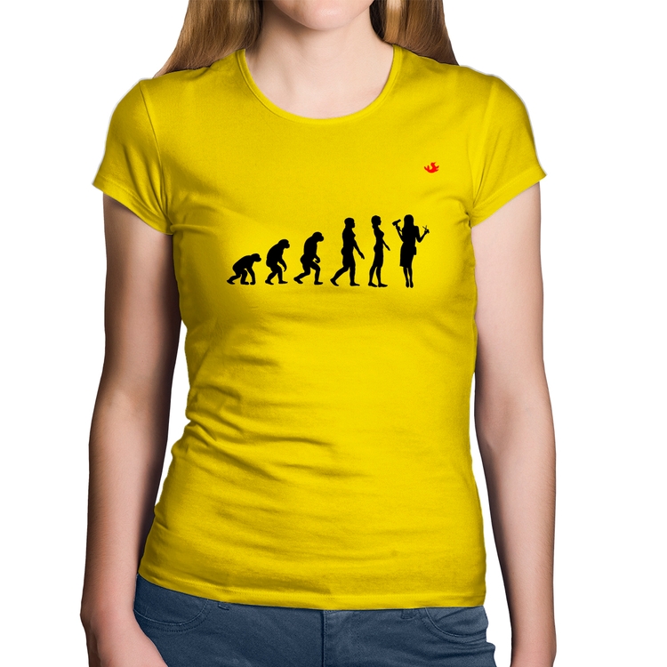 Baby Look Algodão Evolução da Cabeleireira - Amarela