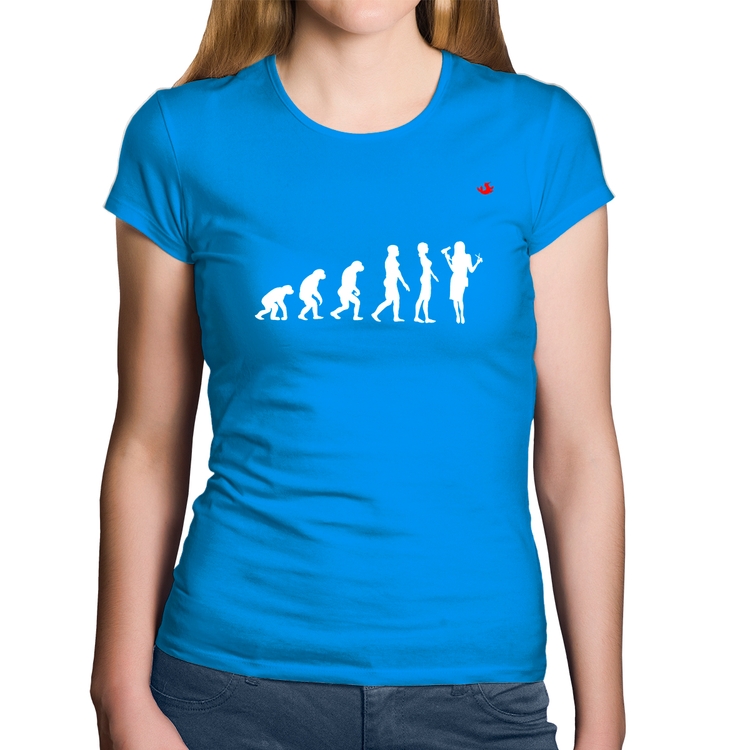 Baby Look Algodão Evolução da Cabeleireira - Azul