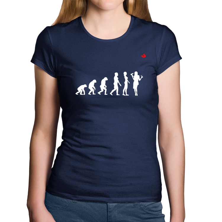 Baby Look Algodão Evolução da Cabeleireira - Marinho