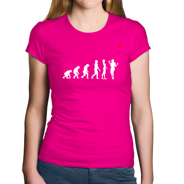 Baby Look Algodão Evolução da Cabeleireira - Rosa