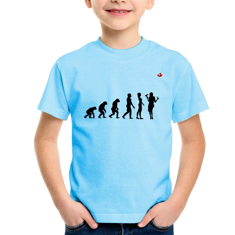 Camiseta Infantil Evolução da Cabeleireira - Azul Bebê