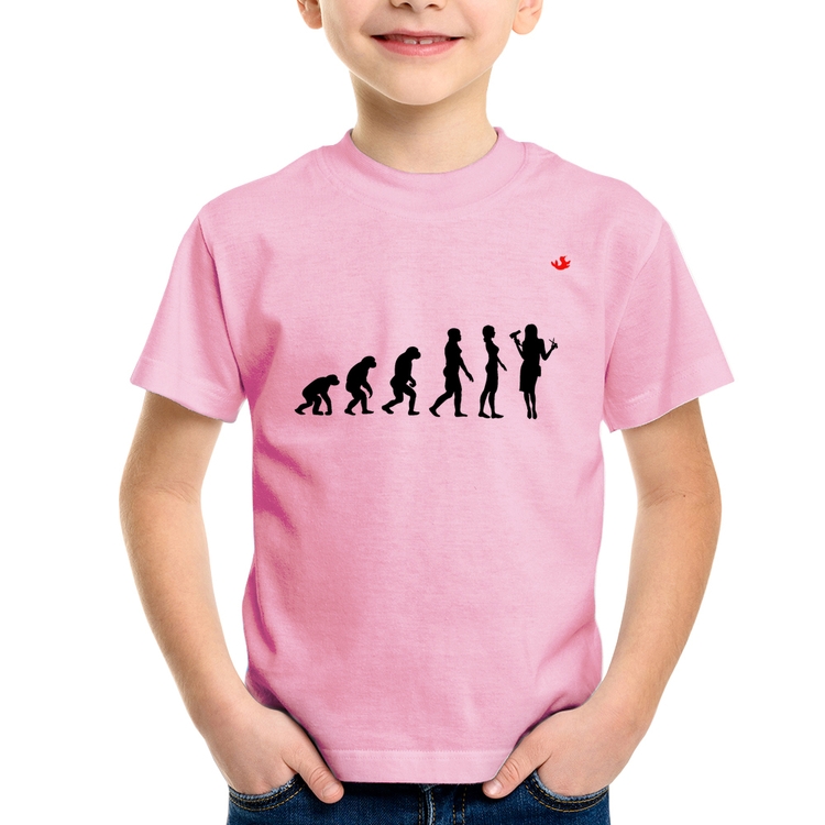 Camiseta Infantil Evolução da Cabeleireira - Rosa Bebê