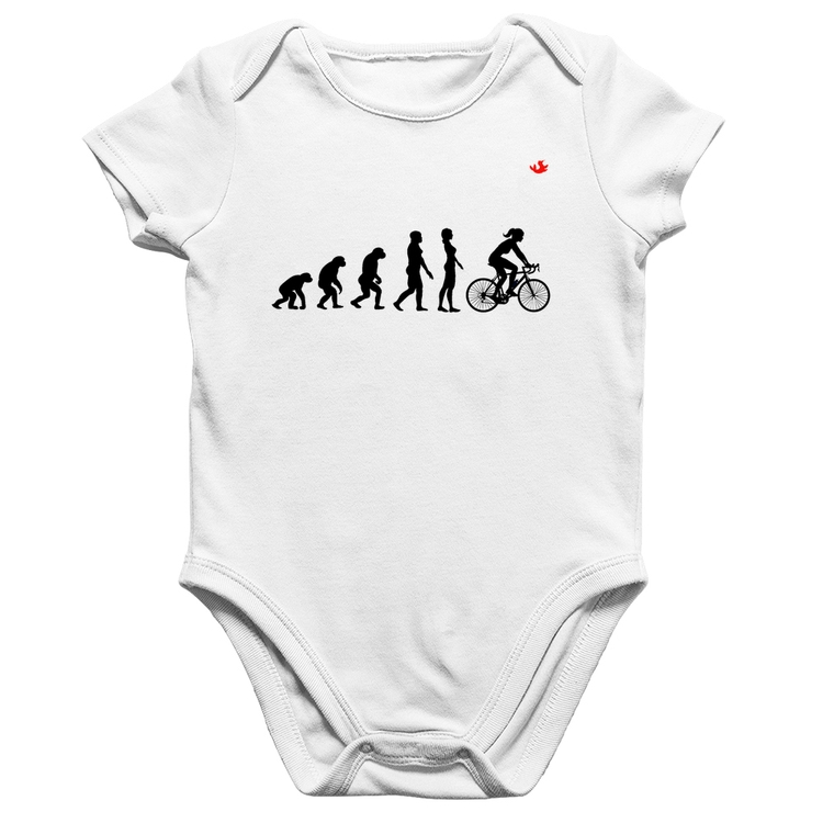 Body Bebê Algodão Evolução da Ciclista - Branco