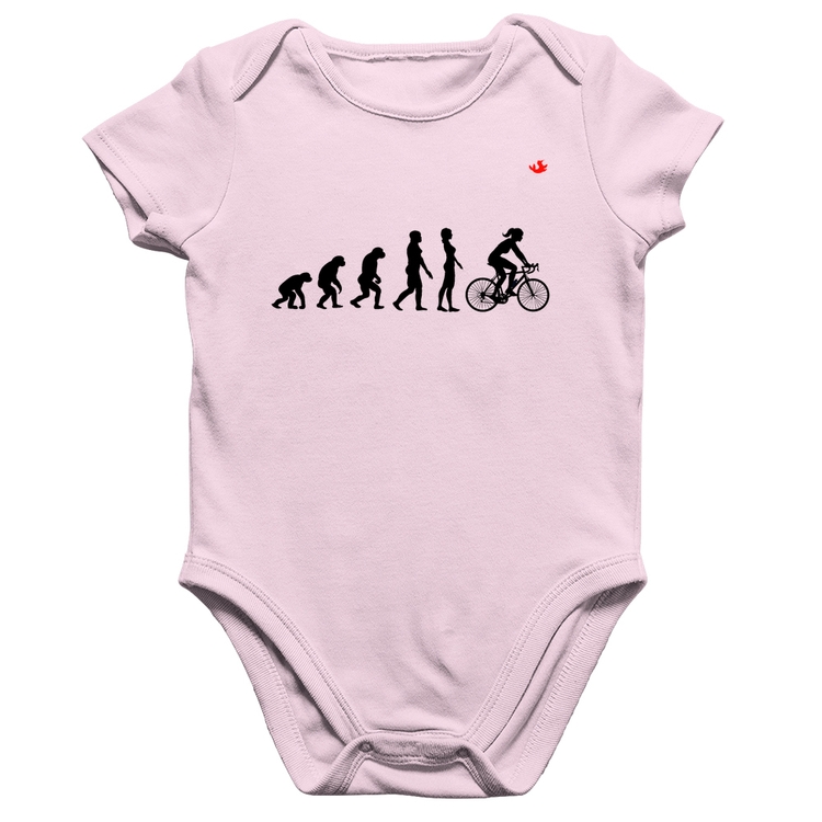 Body Bebê Algodão Evolução da Ciclista - Rosa Bebê