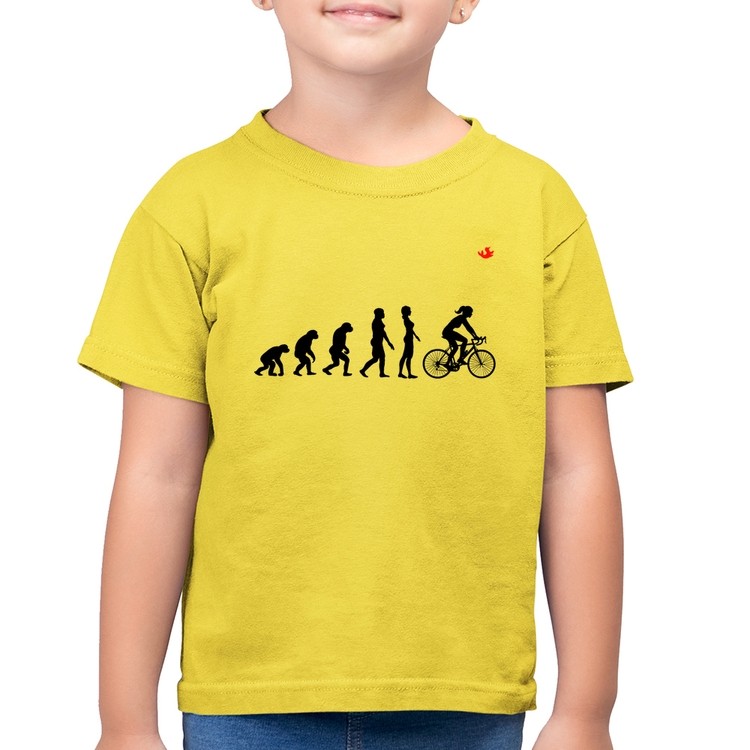 Camiseta Algodão Infantil Evolução da Ciclista - Amarelo Canário