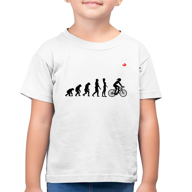 Camiseta Algodão Infantil Evolução da Ciclista - Branca