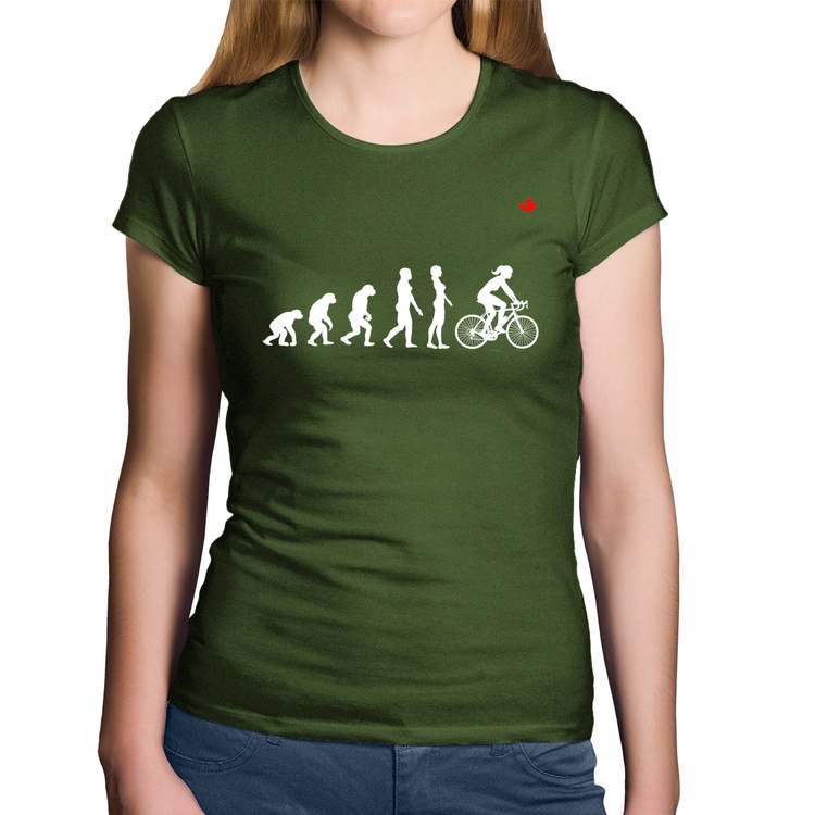 Baby Look Algodão Evolução da Ciclista - Musgo