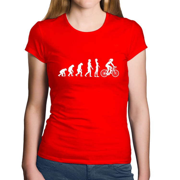 Baby Look Algodão Evolução da Ciclista - Vermelha