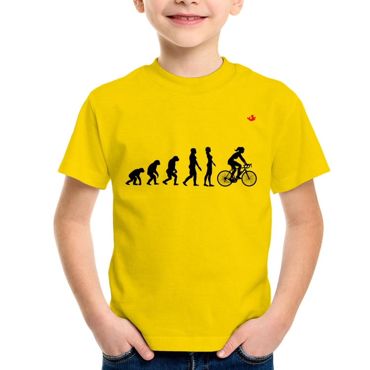 Camiseta Infantil Evolução da Ciclista - Amarela
