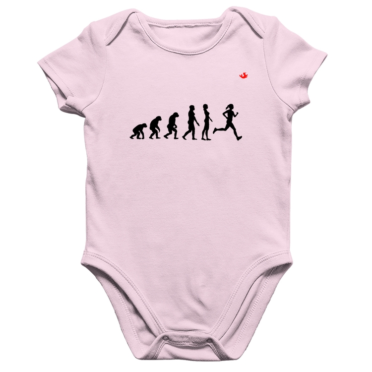 Body Bebê Algodão Evolução da Corredora - Rosa Bebê