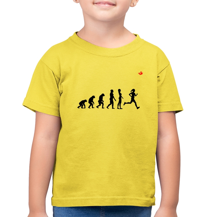 Camiseta Algodão Infantil Evolução da Corredora - Amarelo Canário