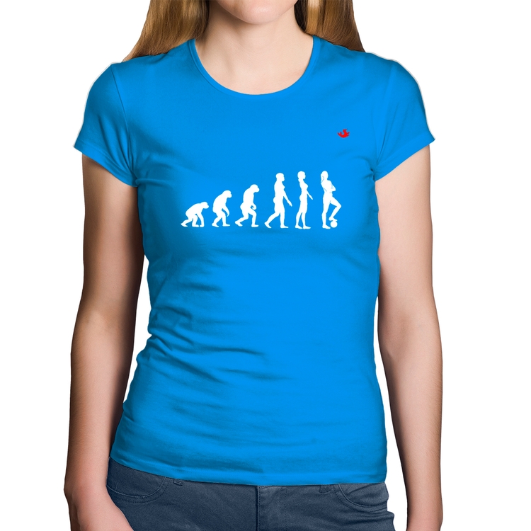 Baby Look Algodão Evolução da Futebolista - Azul