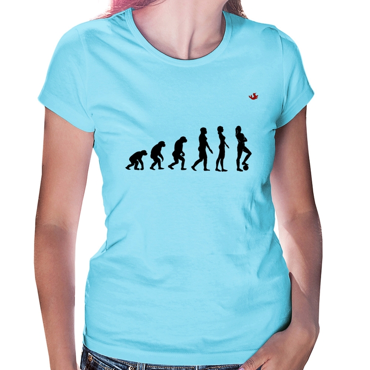 Baby Look Evolução da Futebolista - Azul Bebê