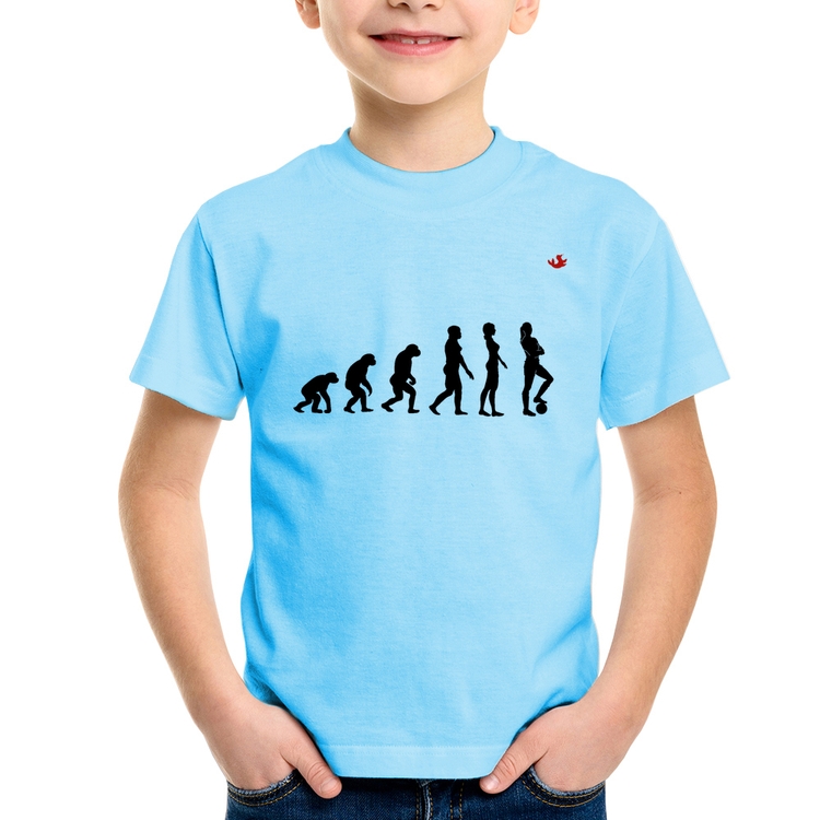 Camiseta Infantil Evolução da Futebolista - Azul Bebê