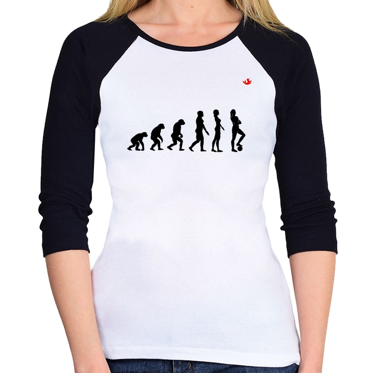 Baby Look Raglan Evolução da Futebolista Manga 3/4