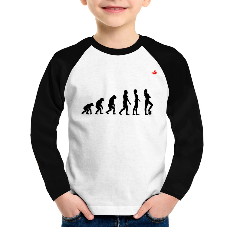Camiseta Raglan Infantil Evolução da Futebolista Manga Longa