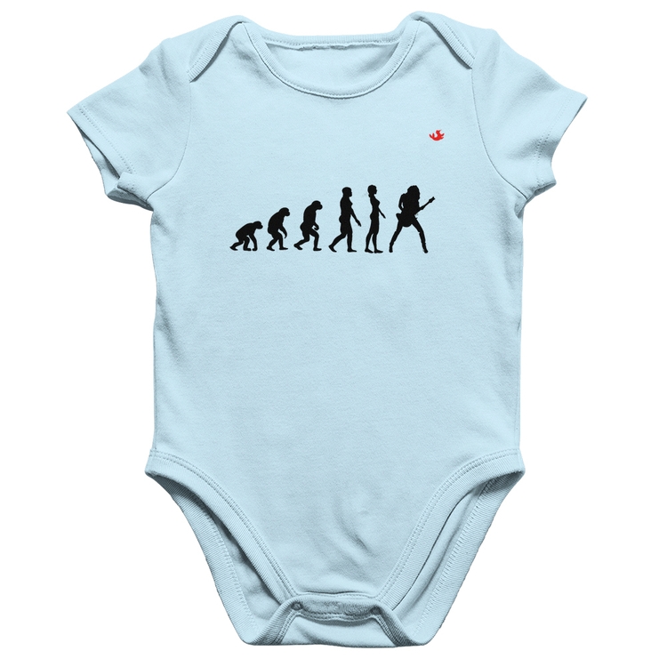 Body Bebê Algodão Evolução da Guitarrista - Azul Bebê