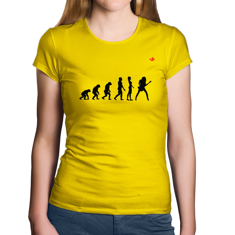 Baby Look Algodão Evolução da Guitarrista - Amarela