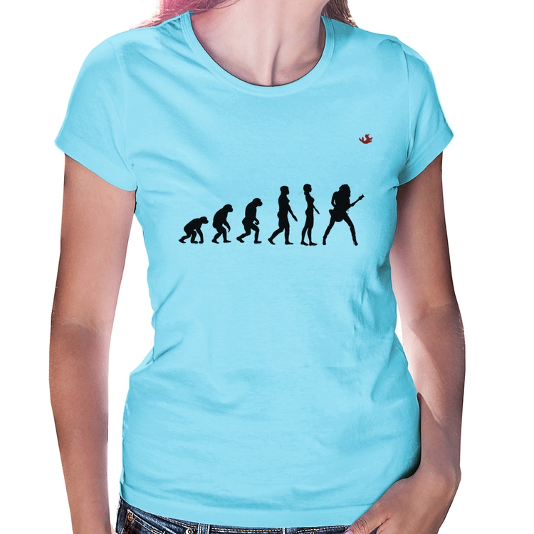 Baby Look Evolução da Guitarrista - Azul Bebê