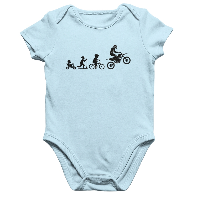Body Bebê Algodão Evolução da Moto - Azul Bebê